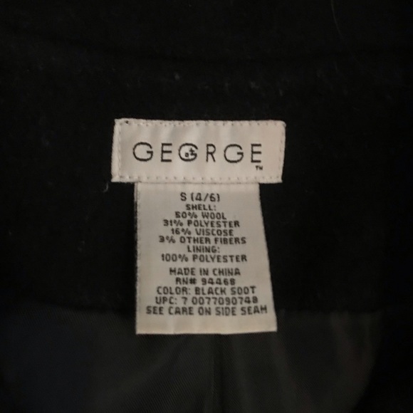 Black George Doubled Breasted Pea Coat - Picture 3 of 3